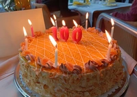 Eine große Torte mit einer leuchtenden 100 gab es zum Geburtstag von Frau B., die im LANZGARTEN Zuhause ist. 