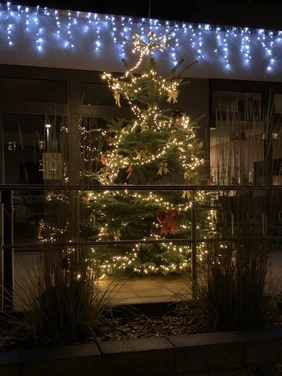 Beim Weihnachtsmarkt in der WILHELMSHÖHE leuchtete der Weihnachtsbaum für die Pflegeheim-Bewohner.