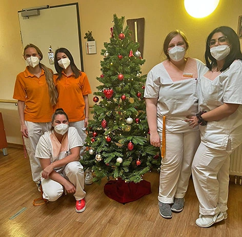 Team am Weihnachtsbaum